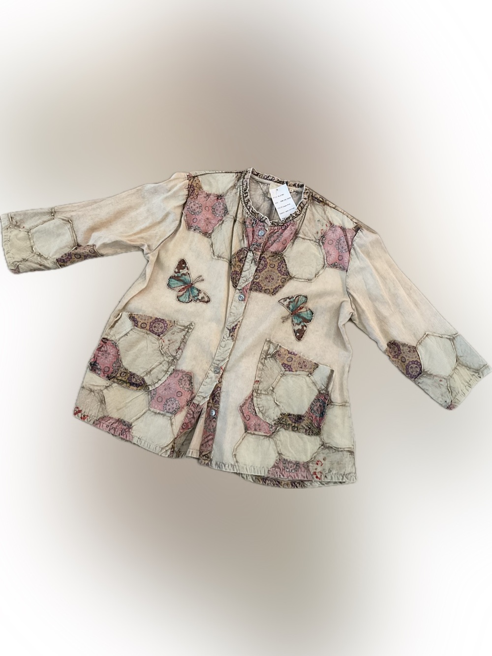 Cream Patchwork Butterfly Coat - Picture 4 of 6